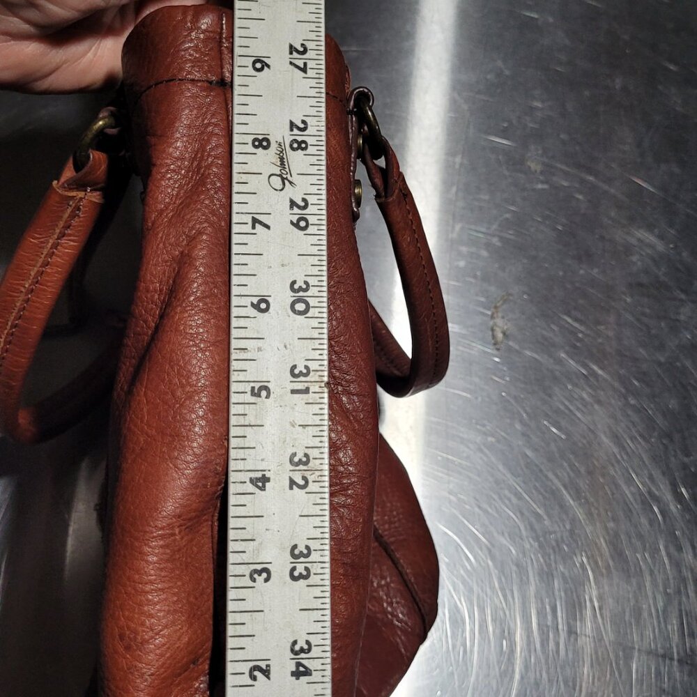 BEAUTIFULLY DISTRESSED VTG AMERICAN LEATHER CO. BROWN CROSSBODY BAG PURSE EUC - Picture 12 of 16
